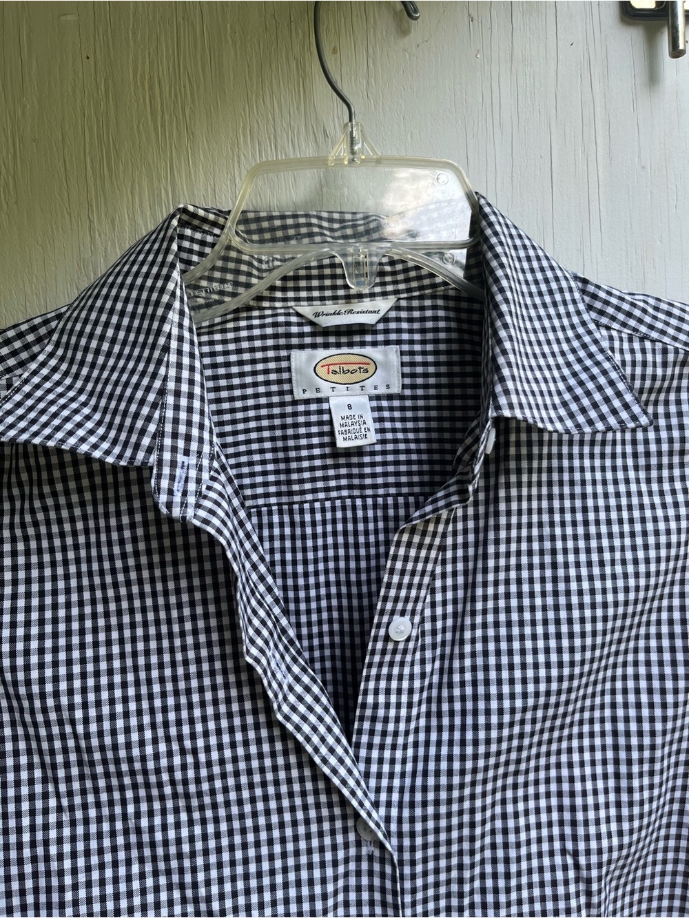 Talbots Black & White Gingham Button-Down Shirt